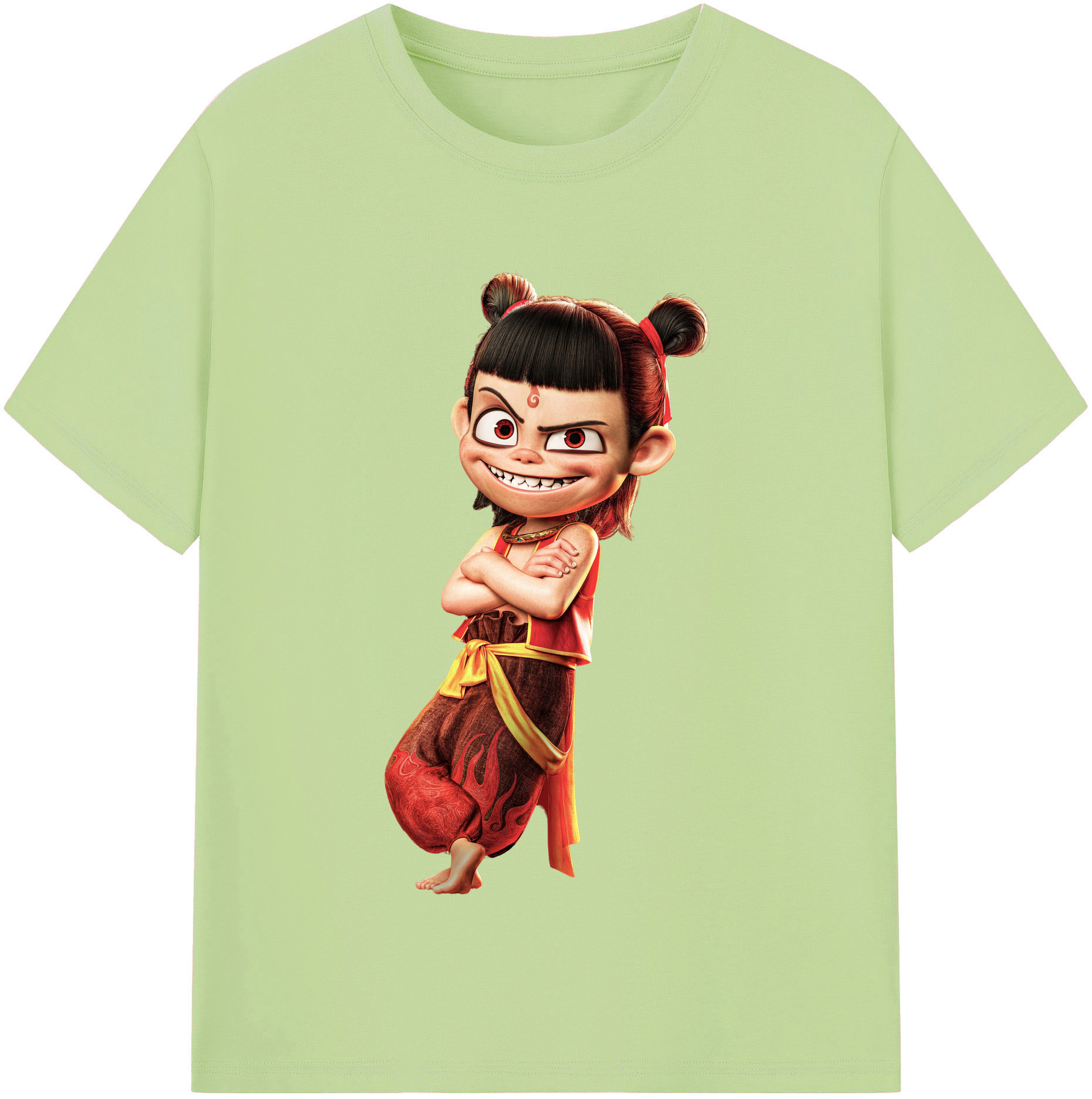 （画像用） Ne Zha 2 ナタ 魔童の大暴れ 綿100％半袖Tシャツ（フロントプリント）